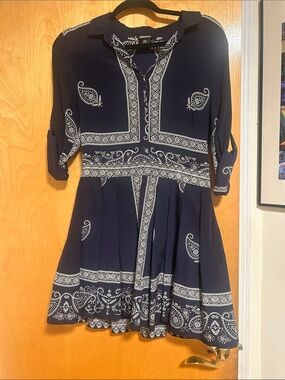 DKNYC Navy Paisley Mini Dress
